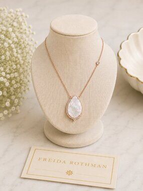 Freida Rothman S925 Genuine Mother of Pearl Rose Gold Necklace NWT $149
